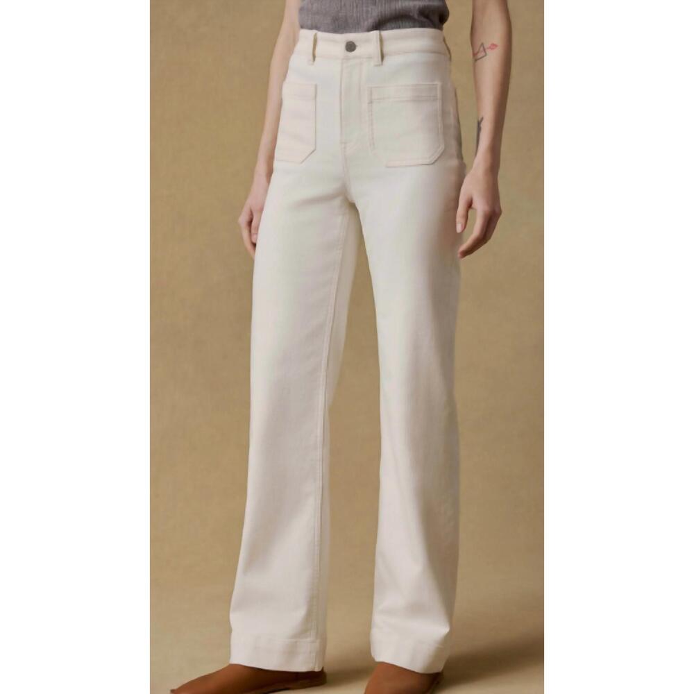 NEW FAHERTY stretch terry patch pocket ankle pant in egret